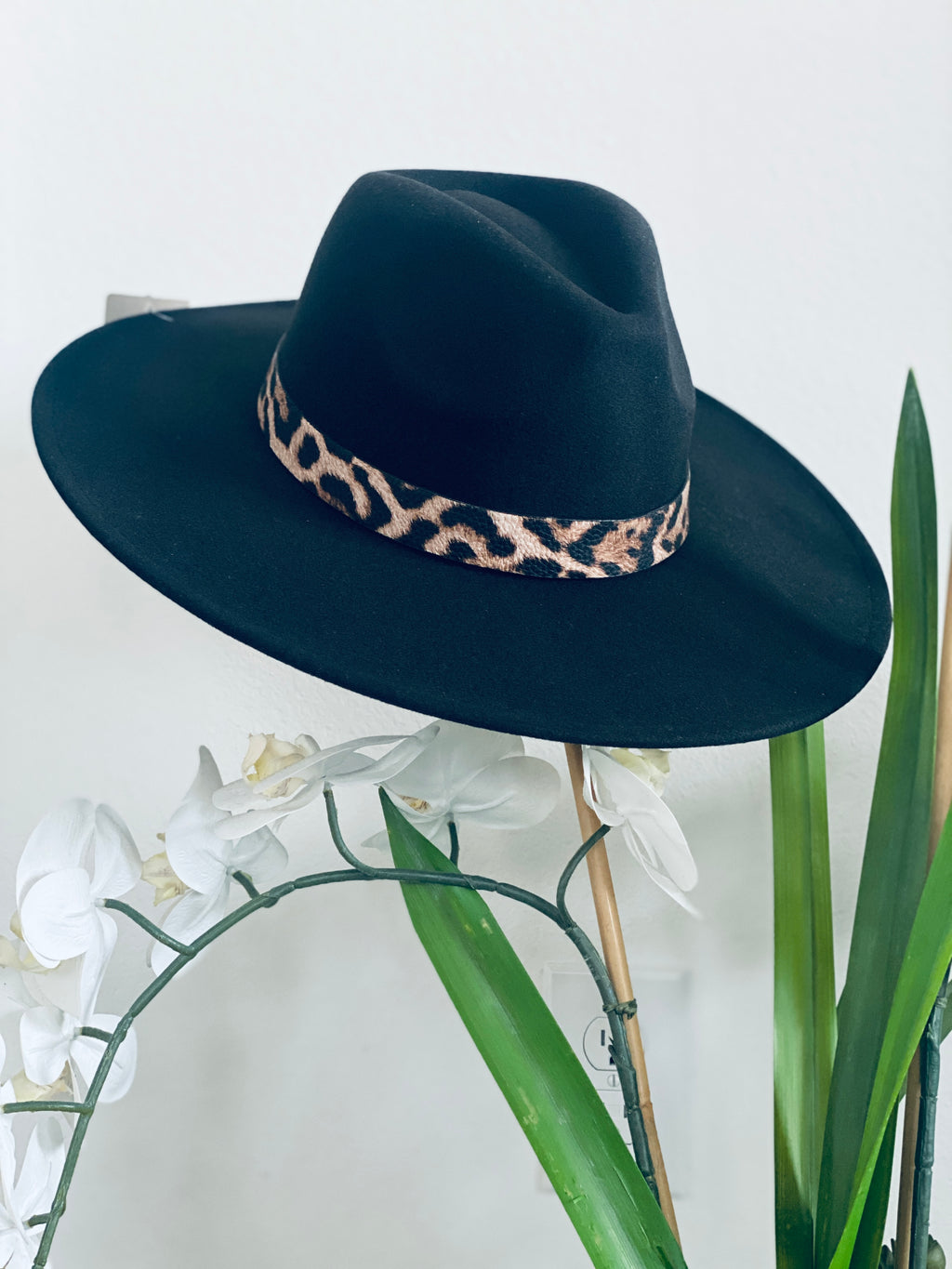 Black and Leopard Fedora hat